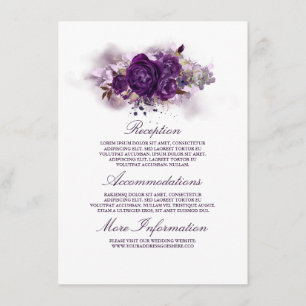 Carte D'accompagnement Informations de mariage floral pourgue violet pour