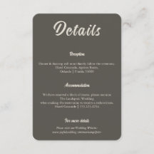 Informations de mariage marron espresso minimalist
