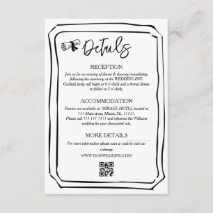 Carte D'accompagnement Informations de mariage noir et blanc peintes à la