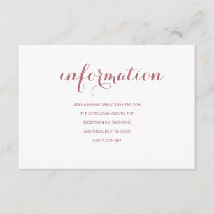 Carte D'accompagnement Informations de mariage simple moderne en or rose