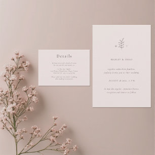 Carte D'accompagnement Informations détaillées sur un mariage minimaliste
