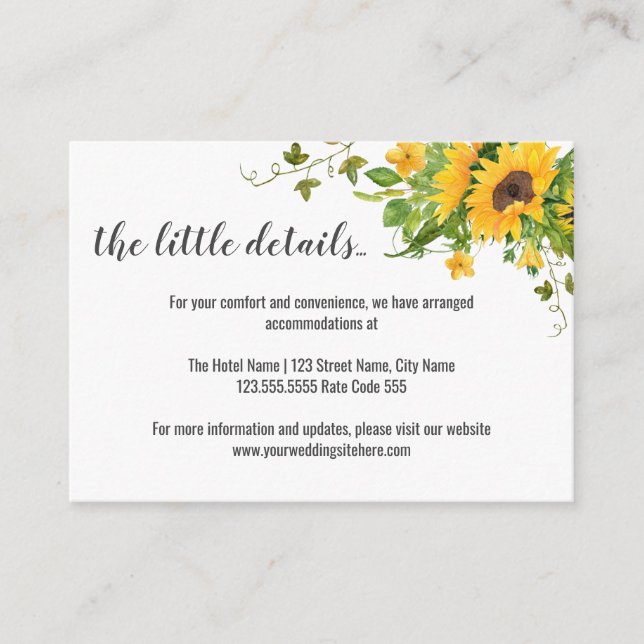 Carte D'accompagnement Informations et détails sur les tournesols (Devant)