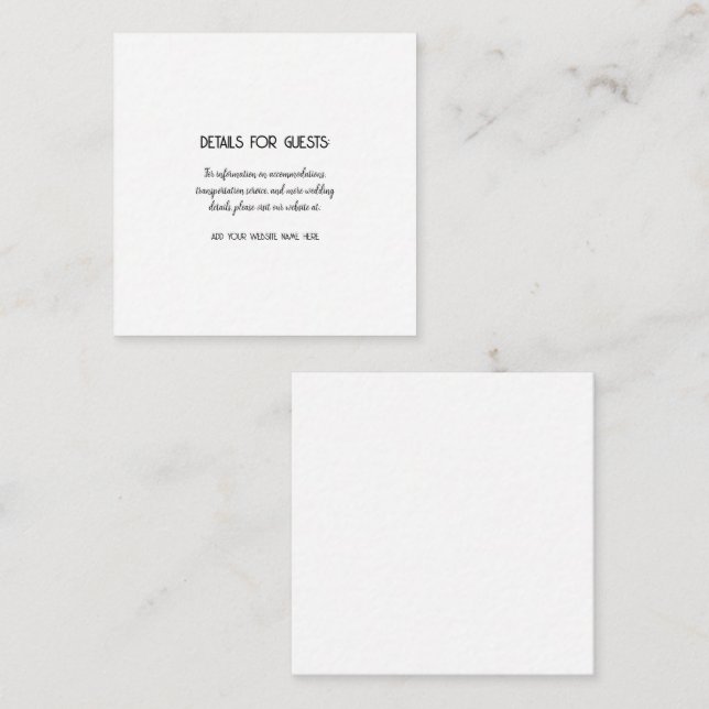 Carte D'accompagnement Informations mariage Clients Noir Blanc Simple (Devant / Derrière)