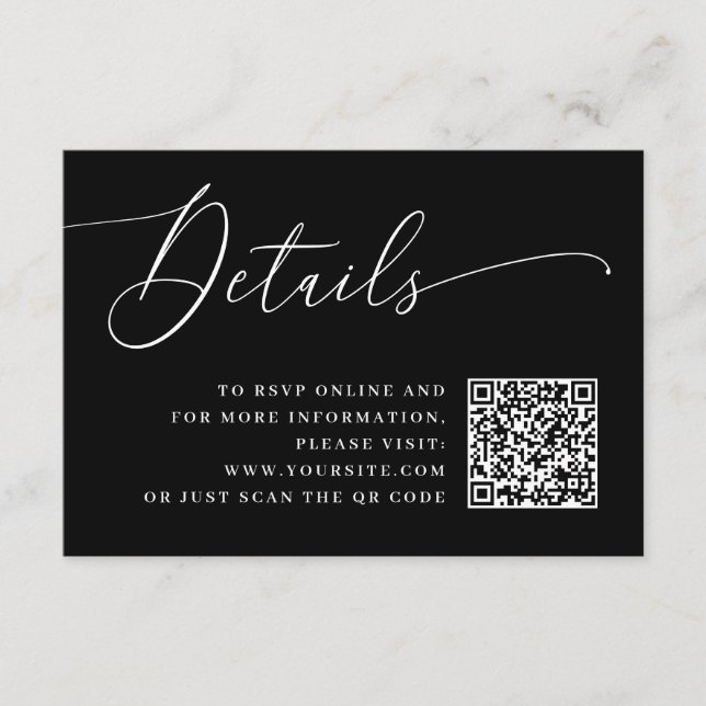 Carte D'accompagnement Informations minimalistes sur le Mariage de script (Devant)