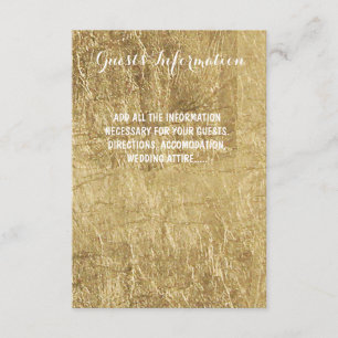 Carte D'accompagnement Informations pour les invités de mariage en faux o