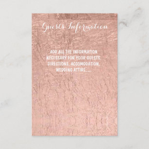 Carte D'accompagnement Informations pour les invités de mariage en feuill