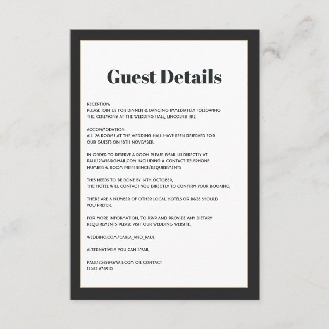 Carte D'accompagnement Informations pour les invités de mariage géométriq (Devant)
