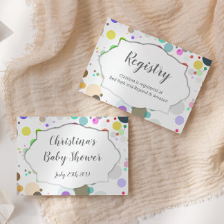 Carte D'accompagnement Informations sur le Baby shower du registre Pois c