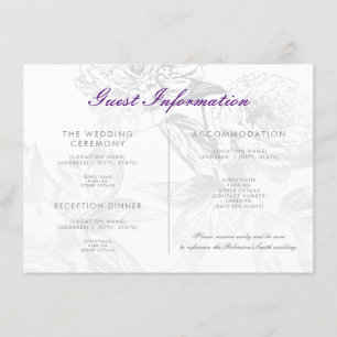 Carte D'accompagnement Informations sur le client mariage Floral Argent P