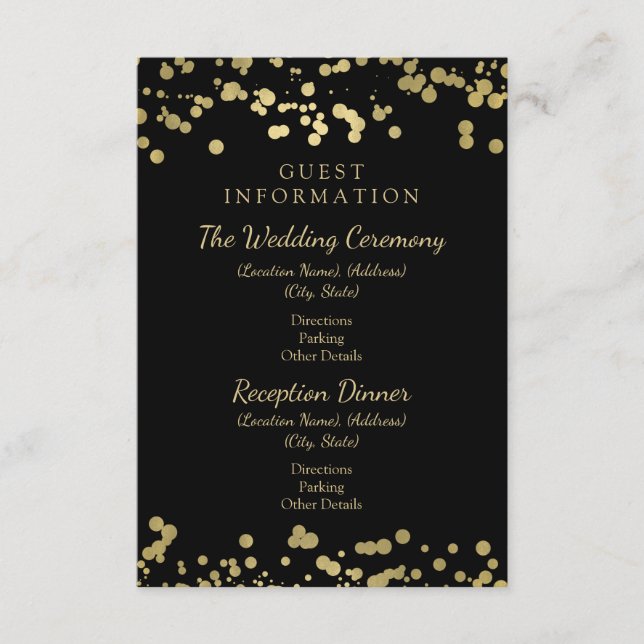 Carte D'accompagnement Informations sur le client mariage Gold Foil Confe (Devant)