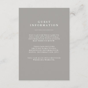 Carte D'accompagnement Informations sur le client Mariage Gris Profond