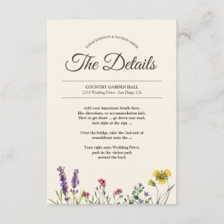 Carte D'accompagnement Informations sur le Mariage de fleurs botaniques v