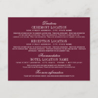 Informations sur le mariage élégant rouge grenat