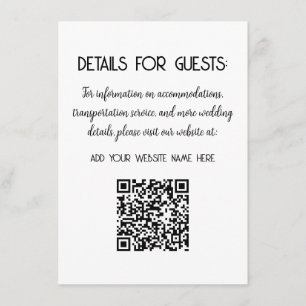 Carte D'accompagnement Informations sur le mariage Invités Code QR Élégan