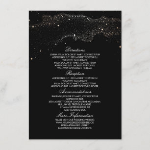 Carte D'accompagnement Informations sur le Mariage noir et or Starry Nigh