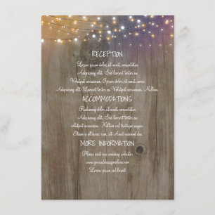 Carte D'accompagnement Informations sur le Mariage rustique en bois