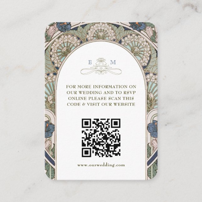 Carte D'accompagnement Informations sur le site Web de mariage Code QR Ar (Devant)