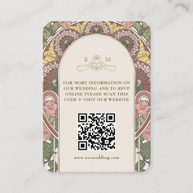 Carte D'accompagnement Informations sur le site web de mariage QR Code En (Devant)