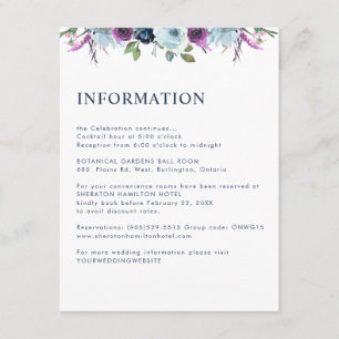 Carte D'accompagnement Informations sur les clients floraux pourpre et bl