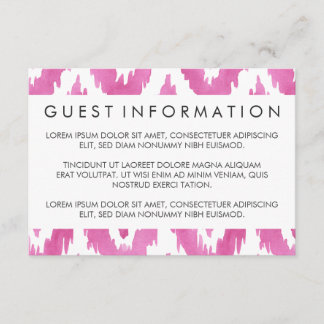 Carte D'accompagnement Informations sur les invités Ikat Rose Chaud