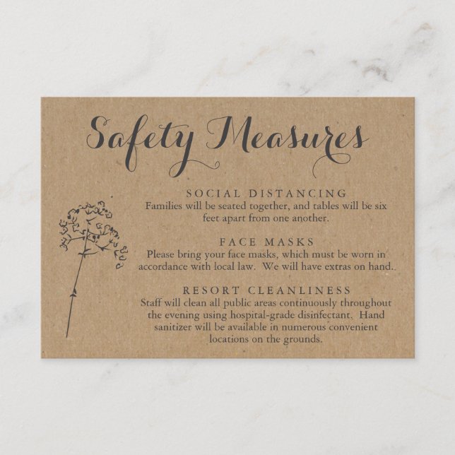 Carte D'accompagnement Informations sur les masques de sécurité et la dis (Devant)