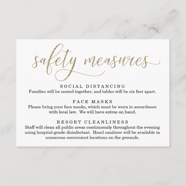 Carte D'accompagnement Informations sur les masques de sécurité et la dis (Devant)