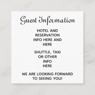 Carte D'accompagnement Informations sur les réservations des invités de m