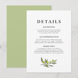 Carte D'accompagnement Informations sur l'invité de la branche Olive mode