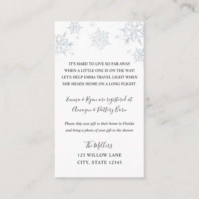 Carte D'accompagnement Infos de baby shower longue distance (Devant)