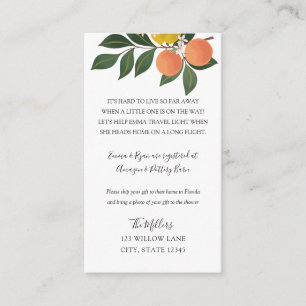 Carte D'accompagnement Infos de baby shower longue distance Citrus