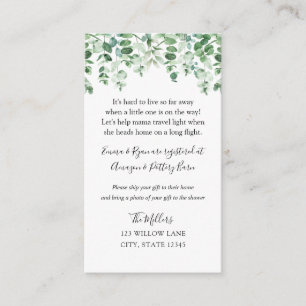 Carte D'accompagnement Infos de baby shower longue distance Eucalyptus