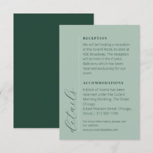Carte D'accompagnement Infos minimalistes sur le Mariage vert de la forêt