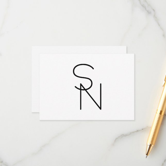 Carte D'accompagnement Initiales de chevauchement à l'aspect moderne (Devant/Arrière en situation)