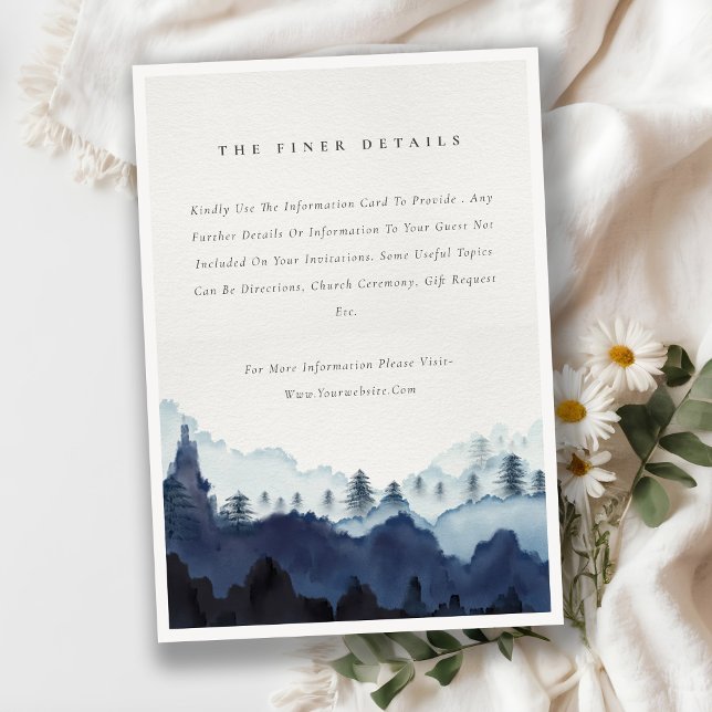 Carte D'accompagnement Ink Blue Navy Pine Woods Mountain Détails du Maria (Créateur téléchargé)