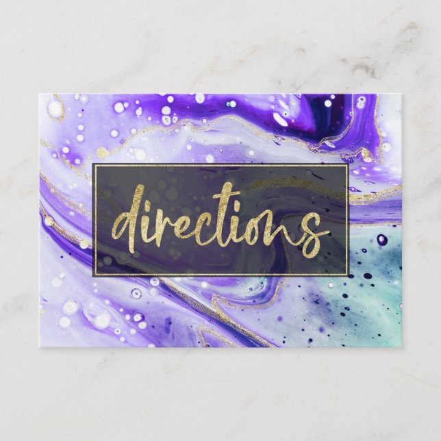 Carte D'accompagnement Inky Splash Purple Marbre et feuille d'or Directio (Devant)