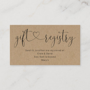 Carte D'accompagnement Inscription du Registre des cadeaux / Enceinte pou