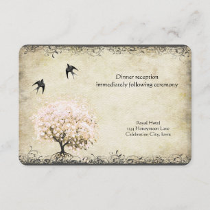 Carte D'accompagnement Inséparables Vintages de l'arbre rose pâle de la f