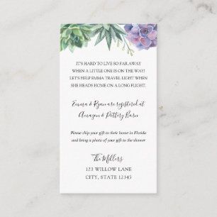 Carte D'accompagnement Insérés de baby shower longue distance Succulents