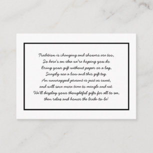 Carte D'accompagnement Insertion blanche noire simple de douche