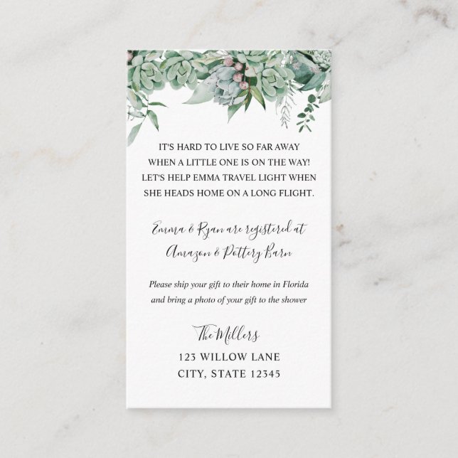 Carte D'accompagnement Insertion de baby shower longue distance (Devant)