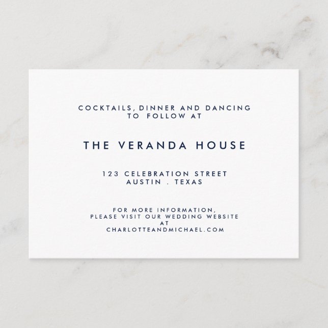 Carte D'accompagnement Insertion moderne de mariage de rayure blanche (Devant)