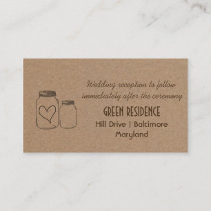 Carte D'accompagnement Insertion rustique de mariage de coeur de pot de