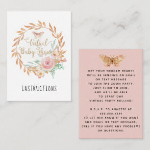 Carte D'accompagnement Instructions de Baby shower virtuel Floral Waterco