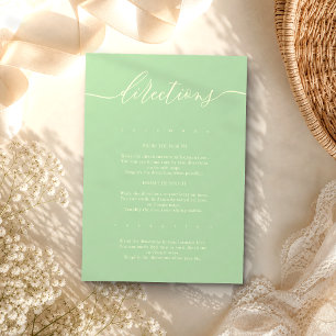 Carte D'accompagnement Instructions de mariage simple au pistache et à la
