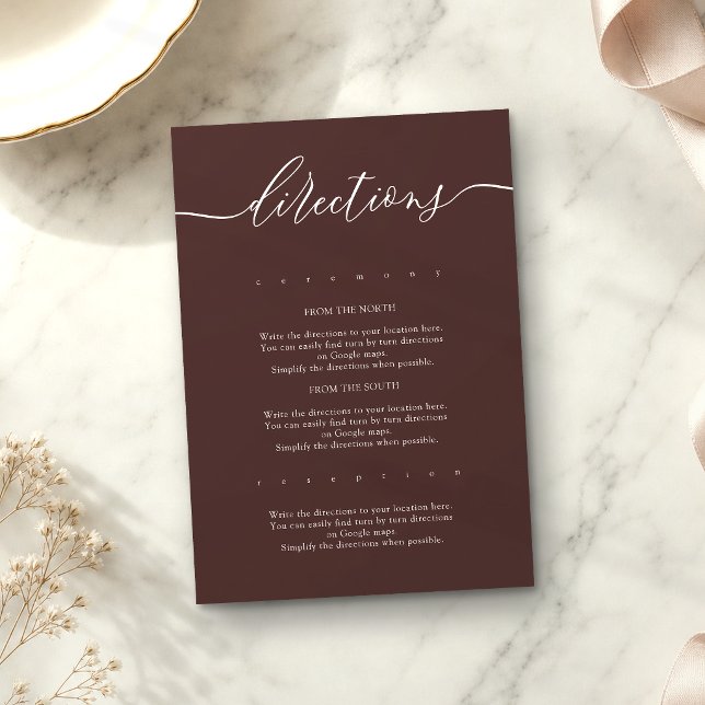 Carte D'accompagnement Instructions de mariage simples marron chocolat (Créateur téléchargé)