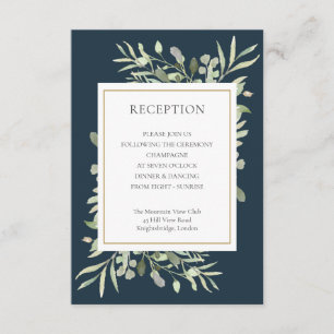 Carte D'accompagnement Invité de mariage bleu océan or verdure