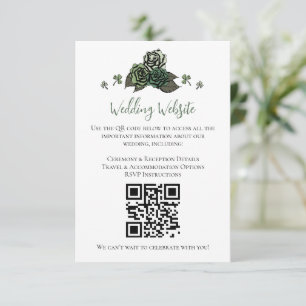 Carte D'accompagnement Irish Green Floral Skuls Site Mariage QR Code
