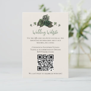 Carte D'accompagnement Irish Green Floral Skuls Site Mariage QR Code