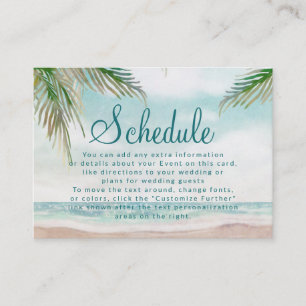 Carte D'accompagnement Island Breeze Beach Shore Scène Mariage Horaire
