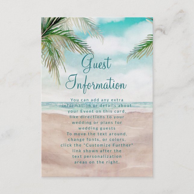 Carte D'accompagnement Island Breeze Tropical Beach Informations de maria (Devant)